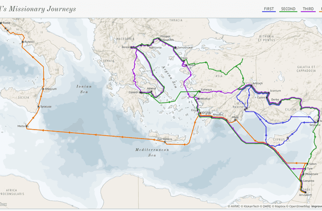 Map of Paul’s Journeys and the Roman Empire