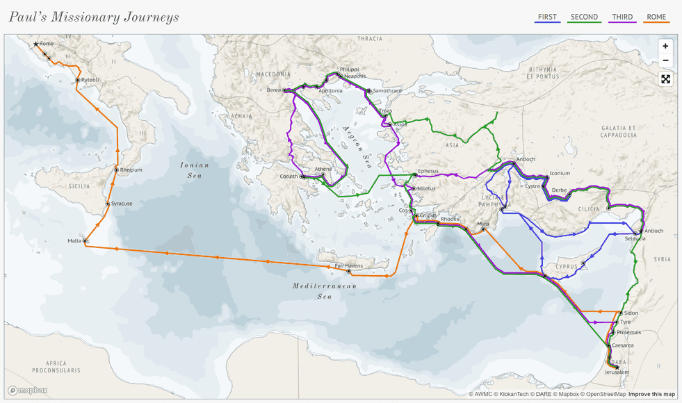 Map of Paul’s Journeys and the Roman Empire